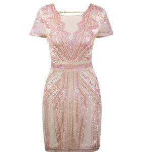 1920s Flapper Sequined Party Dress XL